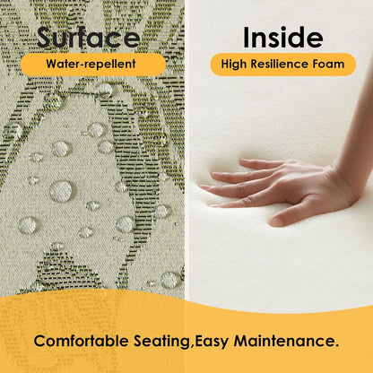 Outdoor Square Corner Seat Cushion, 18.5"x16"x3", Set of 4, Non Slip Seat Cushion Pads with Removable Cover for Patio Furniture, Garden Yard Lawn, Dark Green Vine