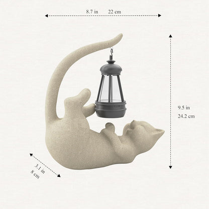 Solar Cat Garden Statue 10 Inch Porch Patio Decor for Outside Yard Decoration Outdoor Unique Housewarming Gardening Birthday Gifts for Cat Lovers Women Grandma