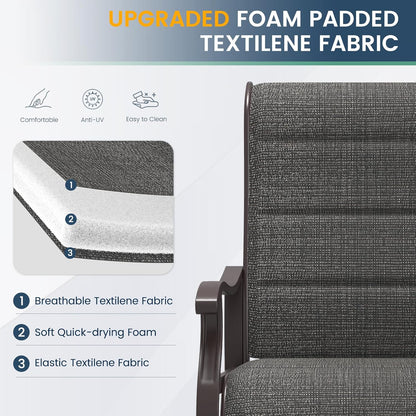 Amopatio Padded Patio Swivel Chairs Set of 4, Outdoor Dining Chairs with Ultra Soft Textilene High Back Seat & Metal Rocker Frame, for Backyard Deck Garden (Dark Gray)