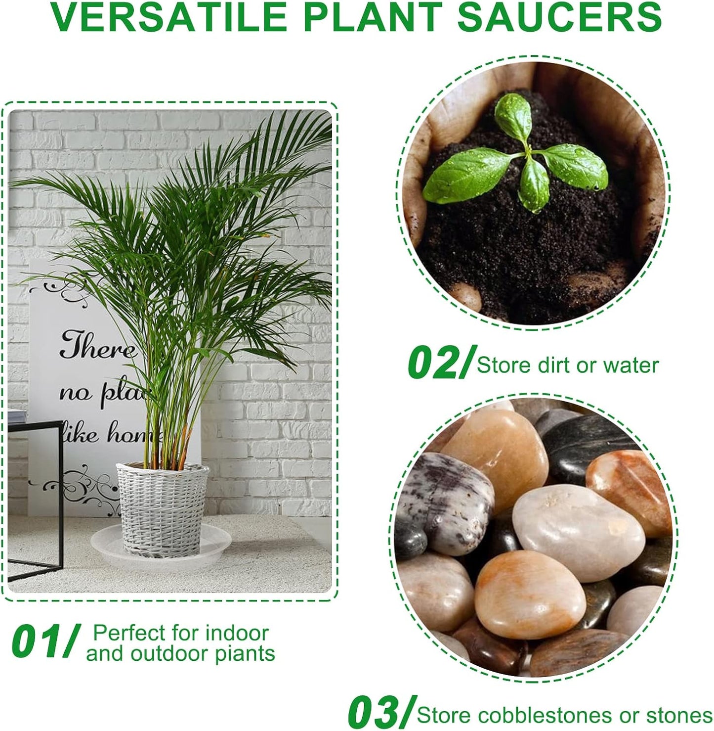 TITE Plant Saucer Heavy Large Planter Durable Thicker Plastic Plant Trays for Indoors and Outdoor,Plant Saucer Drip Trays (Transparent, 14 inch)