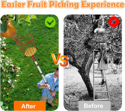 SISIUPASSIE 20FT Reach Fruit Picker, Apple Picker Pole with Basket Telescoping Tool for Apple Lemon Orange Mango Avocado Fruit Tree Picking
