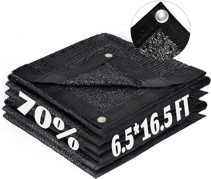 LOVE STORY 6.5x16.5FT 70% Black Shade Cloth Sun Shade Net with Grommets Sunblock Net Mesh Tarp for Garden,Plants Cover,Greenhouse and Patio