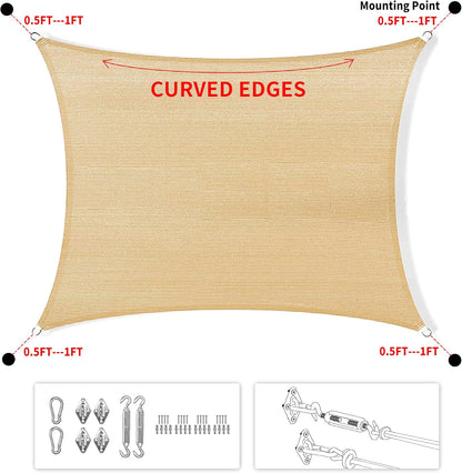 7' x 10' Brown Rectangle Sun Shade Sail SSP1212 Canopy Durable Fabric UV Block Awning,We Make Custom Orders