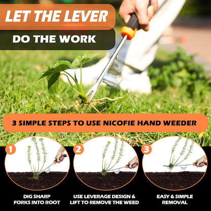 2025 Hand Weeder Tool, Rubber Handle Manual Weeder Puller Tool, Uprooting Weeding Tools, Crack Weeder Crevice, 4 Teeth Weeding Tool, Weeding Artifact Tool for Gardening(3 Pcs)
