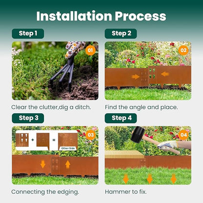 Corten Steel Landscape Edging Metal Garden Edging 40 Inch Strips Landscaping Steel 10 Inch Depth Garden Border Rusted Edge Flower Bed for Lawn Yard Outdoor Plant 6 pcs by GZGNEEVL