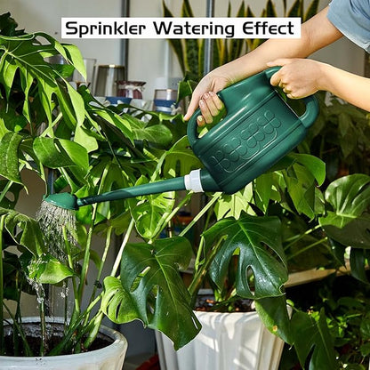 Plastic Watering Can for Indoor & Outdoor Plants 1 Gallon/4-Liter, Ebristar Watering Pot for Garden Flower with Long Spout and Removable 360 Degree Rotation Sprinkler Head - Dark Green