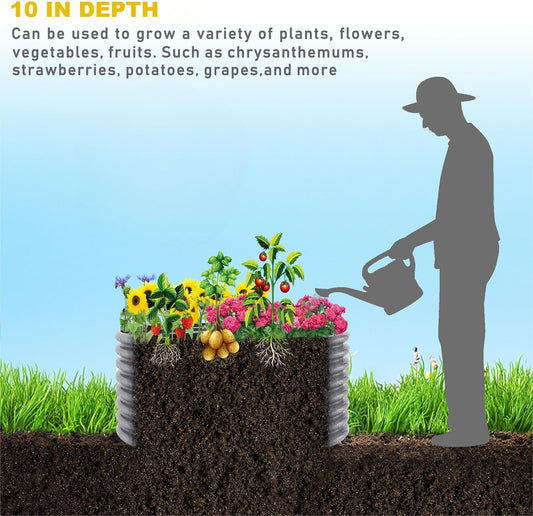 4 Pack 2x2FT Round Galvanized Raised Garden Bed Outdoor,Metal Garden Bed for Vegetables,Steel Raised Beds for Gardening,Above Ground Garden Box for Flower