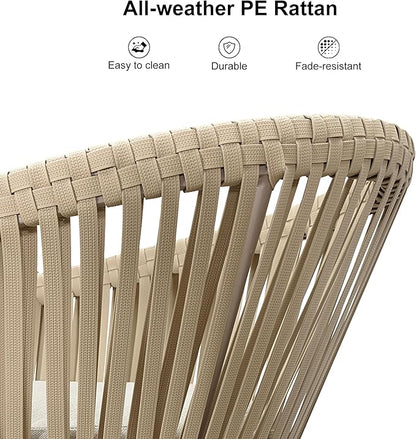 PURPLE LEAF 7 Pieces Outdoor Dining Set with Patio Aluminium Dining Table and Wicker Rattan Chairs Modern Furniture Cushions Sets for Backyard Indoor Decor Kitchen Champagne