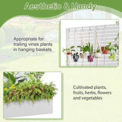 Trellis for Climbing Plants Outdoor，Mental Garden Bed with Drainage Holes Outdoor Privacy Screen Design Tall planters for herb Flower Vegetables 73"x47"x16", White-Louvered