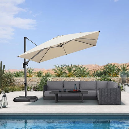 PURPLE LEAF 10 Feet Patio Umbrella Outdoor Cantilever Square Umbrella Aluminum Offset Umbrella with 360-degree Rotation for Garden Deck Pool Patio, Beige