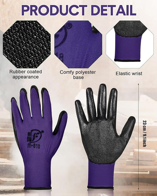 Nuogo 24 Pairs Gardening Gloves for Men Women Rubber Coated Landscaping Work Gloves Safety Work Construction