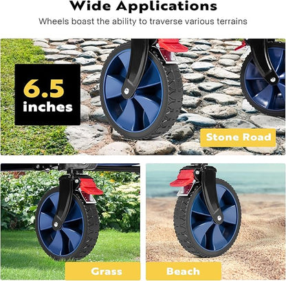 VIVOHOME 200L Collapsible Wagon 300lbs Heavy Duty Folding Utility Garden Cart Foldable Beach Wagons Large Capacity for Camping Picnic - Blue