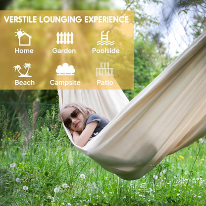 ANYOO Cotton Hammock Portable Camping Hammocks for Hanging Sturdy Garden Comfortable Fabric Hammock with Tree Straps Up to 660lbs with Travel Bag for Camping Outdoor/Indoor Patio Backyard
