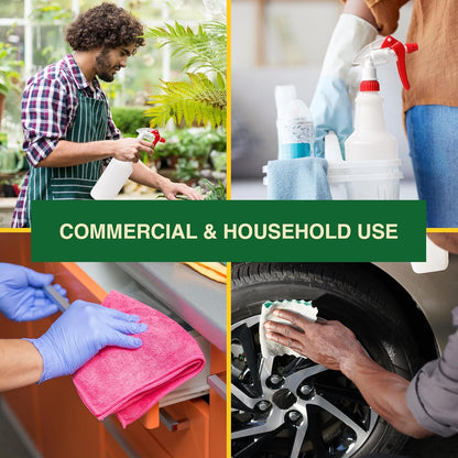 Heavy Duty 32oz Plastic Spray Bottles for Cleaning - Large Empty Industrial Bottles for Gardening Solutions, Vinegar, Chemicals, Professional Cleaners - Adjustable Sprayer Nozzle - Blue/Yellow 2 Pack