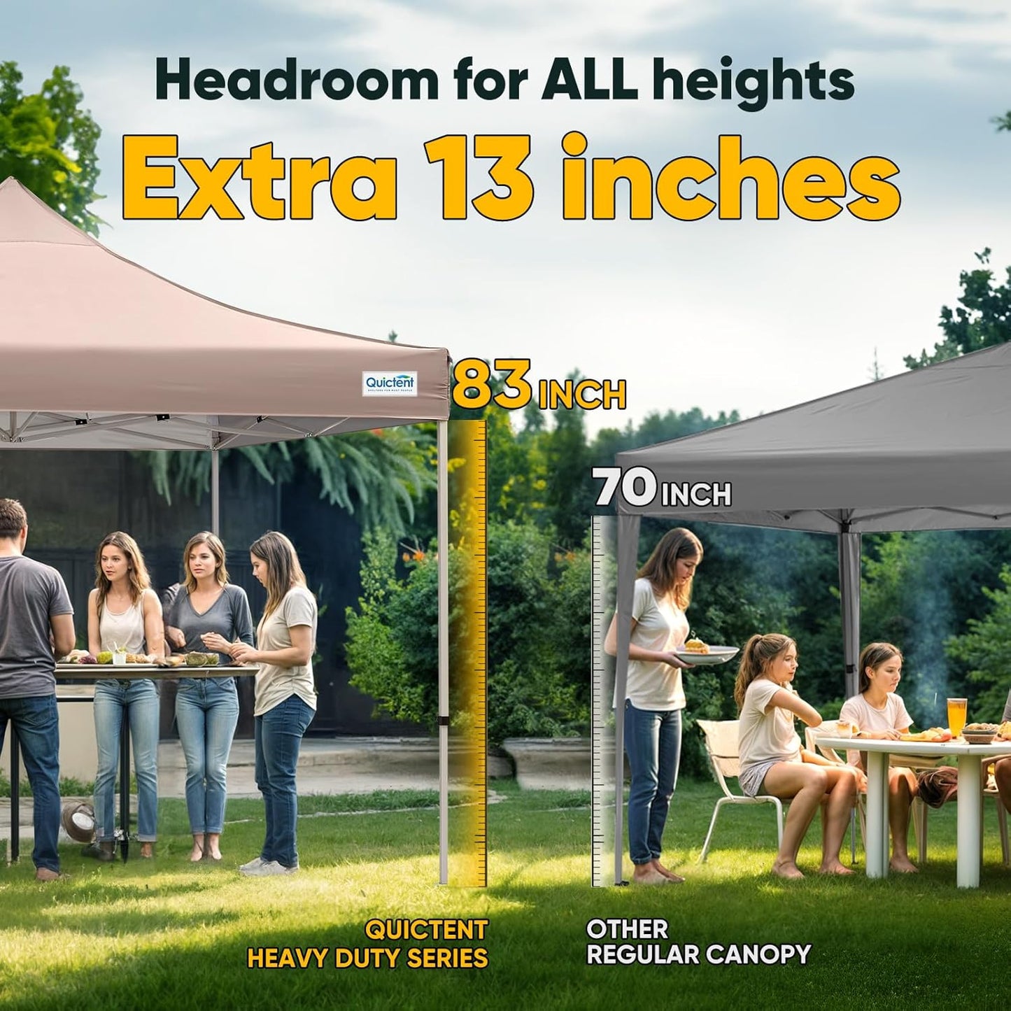Quictent 10x10 Heavy Duty Pop Up Canopy Tent- Easy up Outdoor Commercial Canopies, Waterproof, 11ft Interior Height, Easy Setup, Includes Sand Weight Bags and Wheeled Carry Bag