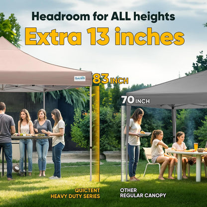 Quictent 10x10 Heavy Duty Pop Up Canopy Tent- Easy up Outdoor Commercial Canopies, Waterproof, 11ft Interior Height, Easy Setup, Includes Sand Weight Bags and Wheeled Carry Bag