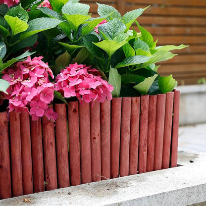 Worth Garden 3.5 Ft Wooden Short Fence Outdoor Landscape Edging Flexible Decorative Border - Tree Fence - Spring Garden & Yard Maintenance - 11.8'' H x 42'' L - (11.8'', Red) - K624A04