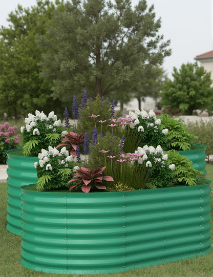 2 Pcs Raised Garden Beds Outdoor 6x3x2 ft - Galvanized Steel Planter Box for Vegetables, Flowers, Rust-Resistant Garden Box, Easy Assembly Raised Beds, Durable Planters for Outdoor Plants, Green