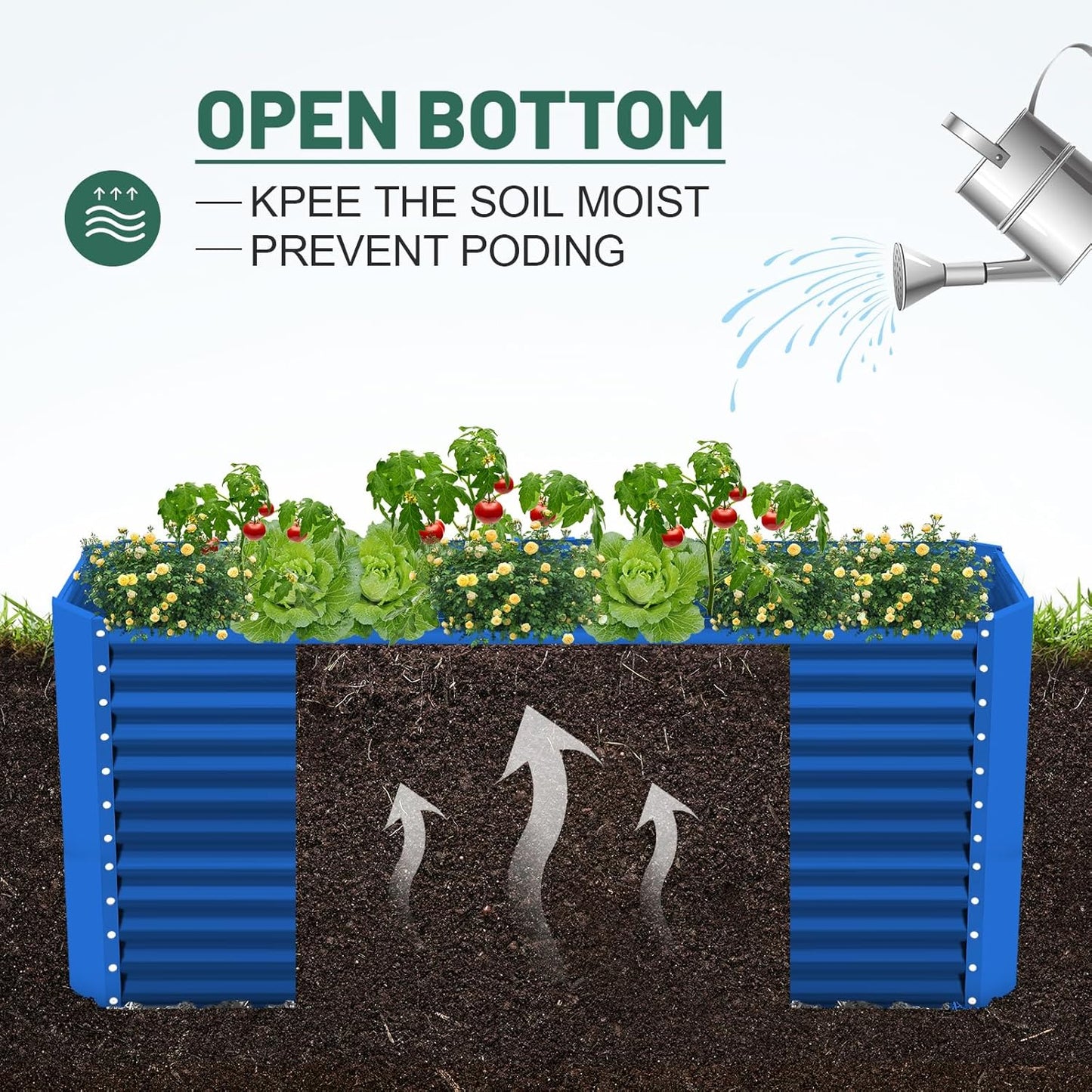 Land Guard 6x3x3ft Rectangular Galvanized Raised Garden Beds, Large-Capacity Metal Planter Box Outdoor, Durable Deep Raised Garden Bed 3ft Tall, Raised Beds for Gardening Vegetables, Royal Blue