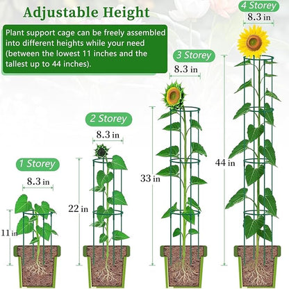 Small Tomato Cage 2 Pack,SupKing Adjustable Plant Trellis Plastic Potted Support Ring Stakes for Indoors Garden Climbing Vines Peony Cucumber,Comes 20 Twist Ties