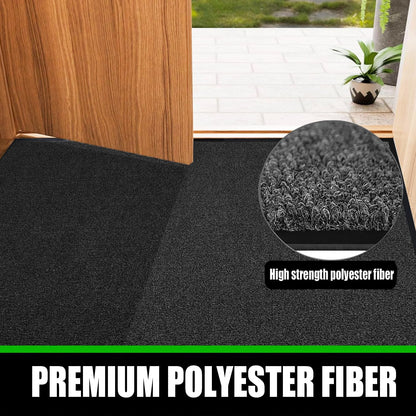 Commercial Grade Entrance Mat 3x5Ft Brush Step Entrance Rug with Striped Pattern&Rubber Border Indoor Outdoor Low Profile Rubber Entry Carpet Mat for Hallway,Home,High Traffic Area,Black