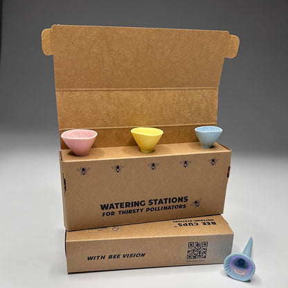 3 Pack, Bee Watering Station, Butterfly Feeder, Bee Feeder, Garden Decor, Bee Decor, Outdoor Garden Decor, for Thirsty Pollinators, Plastic Free, Handmade from Porcelain (3, Pastel Variety)