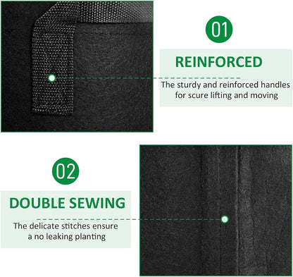 24-Pack 3 Gallon Thickened Non-Woven Grow Bags, Aeration Fabric Pots with Handles