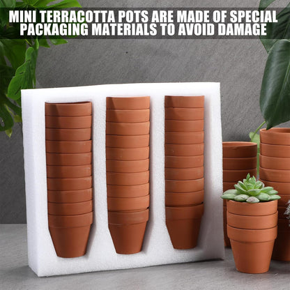 Hoolerry 120 Pcs 3 Inch Terracotta Pots Mini Clay Flower Pots with Drainage Hole, Succulent Planters for Indoor Outdoor Plants DIY Crafts Home Garden