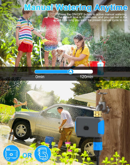 WiFi Sprinkler Timer, Smart Bluetooth Hose Timer, Programmable Automatic Irrigation System with Remote APP, Compatible with Alexa Google, Watering for Outdoor Garden Yard Lawn, 1 Outlet