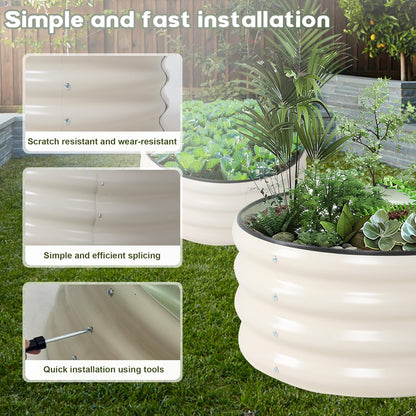 Galvanized Raised Garden Bed Kit Outdoor Metal Garden Planter Box for Backyard Gardening, Planting Vegetables, and Patio (Dia23.6"x11.8")