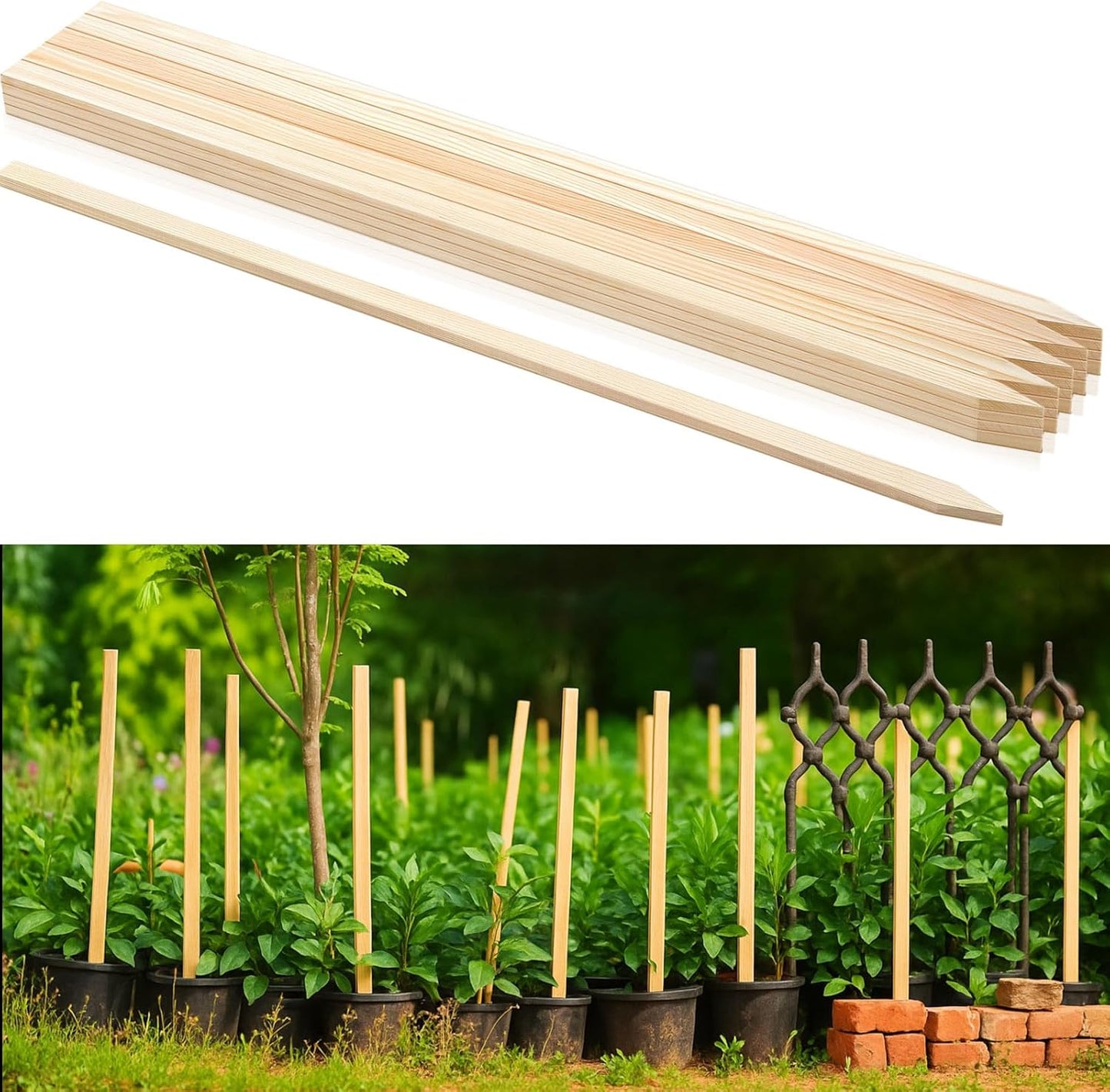 20 Pieces Wooden Garden Stakes 48 Inch Grade and Survey Stakes Wooden Garden and Sign Posts for Plant Support Silt Fence Yard Farm Survey Boundaries Baselines