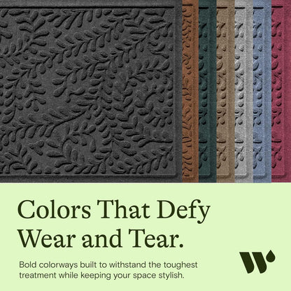 WaterHog Indoor/Outdoor Use Door Mat, 3' x 5', Made in USA, Welcome Mat for Front Door, Durable, Water-Trapping Floor Rug, Decorative, Skid-Resistant Entryway Rug, Boxwood Collection, Charcoal