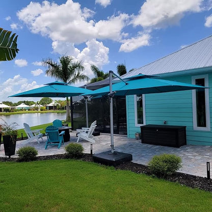 PURPLE LEAF 9' X 11' Patio Umbrella Outdoor Rectangle Umbrella Large Cantilever Umbrella Windproof Offset Heavy Duty Sun for Garden Deck Pool Patio, Turquoise Blue