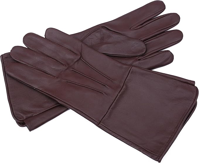 Leather Gauntlet Gloves Medieval Renaissance - SCA LARP Costume Gauntlets Men Women - Genuine Sheep Leather 14 Inch