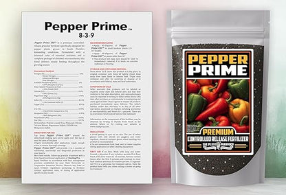 Fertilizer Commercial Grade | Pepper Prime 8-3-9 | 3 Pounds | Custom Professional Mix Blend | Controlled-Release Granular | Chelated Micronutrients | Season-Long Feed | Container and In-Ground Plants
