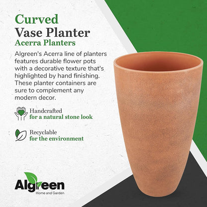 Algreen 43729 Acerra Weather Protected Recycled Composite Vase Planter Pot, Indoor or Outdoor use, Tall Lightweight 7 pounds, Rust