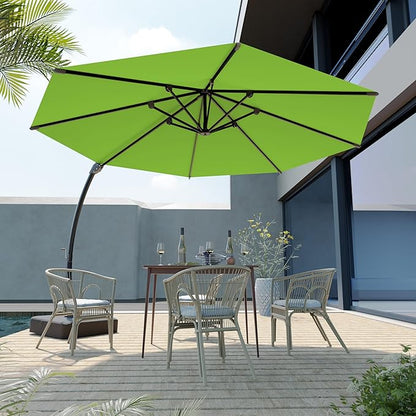 Outdoor Patio Umbrella with Sand Bag Included, 11 FT Deluxe Curvy Cantilever Umbrella Offset Hanging Umbrella with 360° Rotation for Market, Pool, Garden, Backyard, Deck