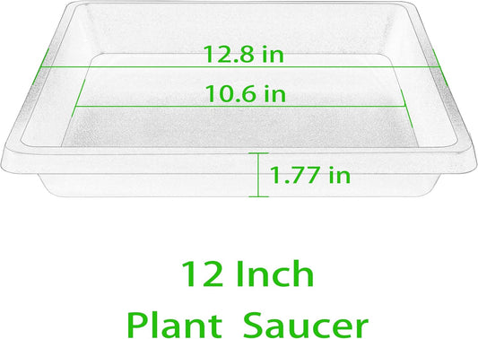 12 Inch 2 Pack Plant Saucer Square, Plant Saucers for Indoors and Outdoors, Flower Pot Saucers, Saucers for Potted Plants, Plant Water Catcher Trays for Pots (12"-Black)