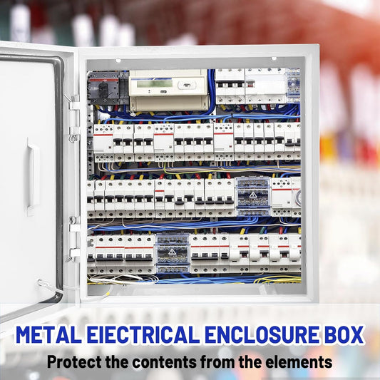 Outdoor Electrical Box 20 x 20 x 6''D NEMA 4X Enclosure Steel Box, Waterproof & Dustproof Outdoor/Indoor Lockable Electrical Junction Box, with Mounting Plate