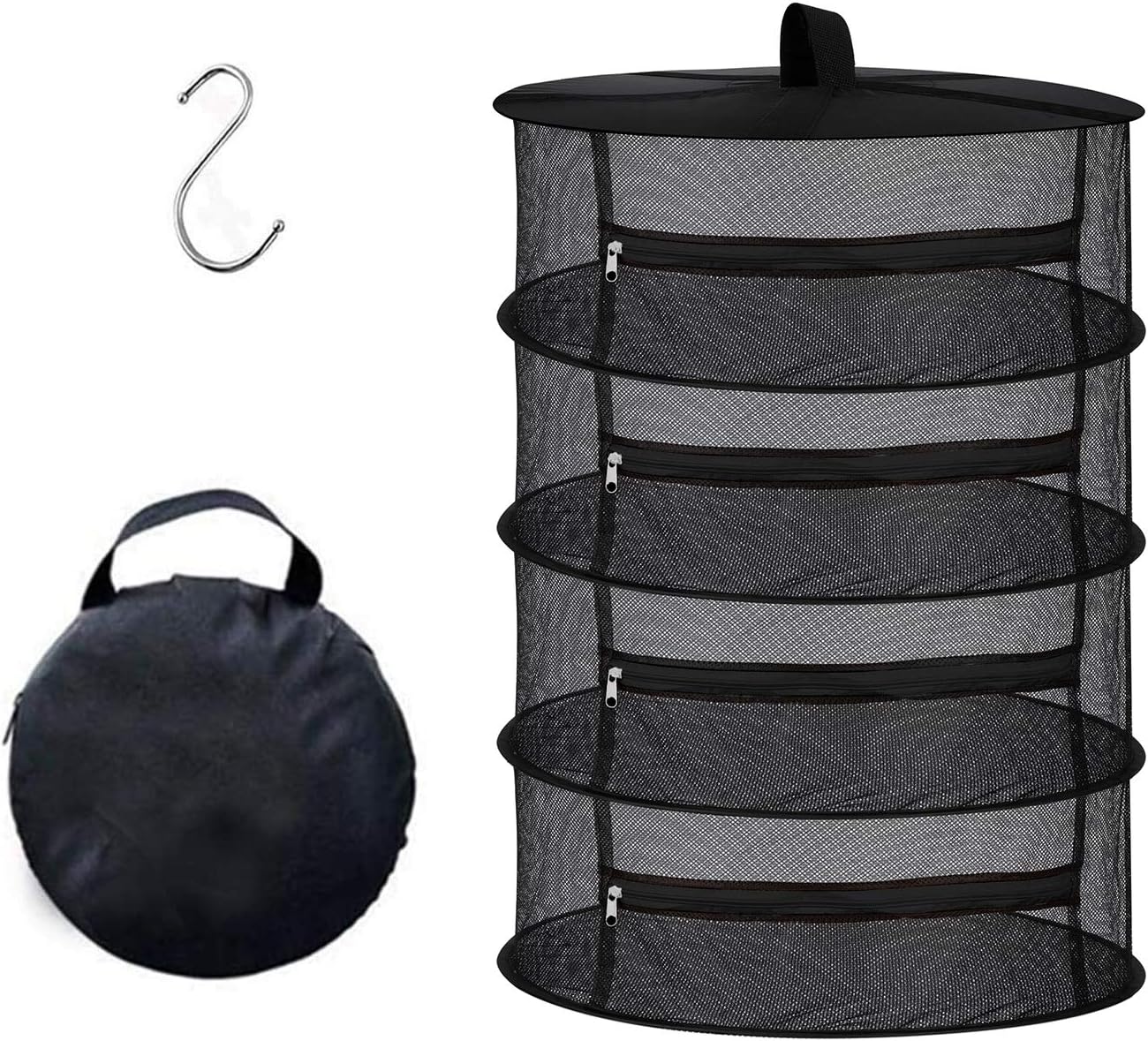 Desy & Feeci 4-Layer Herb Drying Rack - Collapsible Mesh Hanging Dryer Net for Herbs, Flowers, Tea, Fruits, and Vegetables - Includes S-Hook & Storage Bag (24" x 31")