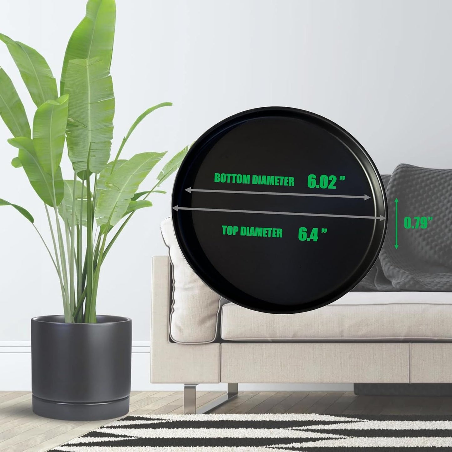 2 Pack Ceramic Plant Saucer Pot Tray 6 Inch, Planter Saucers 4 5 6 7 8 9 10 11 12 13 Inch for Indoors Outdoor, Durable Sturdy Flower Drainage drip Water Tray for Glazed Pots Base (6.4 Inch-Black)