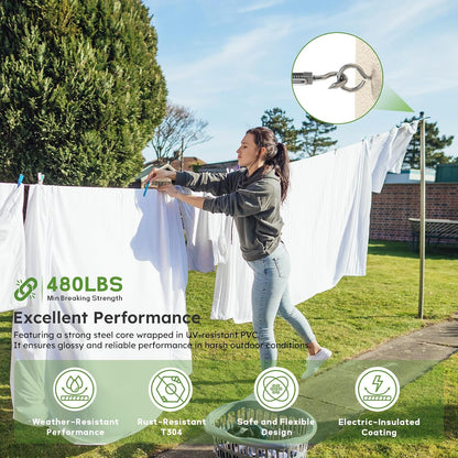 1/8" Wire Rope Kit, 200FT Steel Wire Cable, Vinyl Coated Stainless Steel Cable with Turnbuckles for Outdoor, Garden, Kitchen and Craft Projects