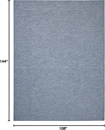 Nourison Positano Indoor-Outdoor Navy Blue 9' x 12' Area Rug, Easy Cleaning, Non Shedding, Bed Room, Living Room, Dining Room, Backyard, Deck, Patio (9x12)