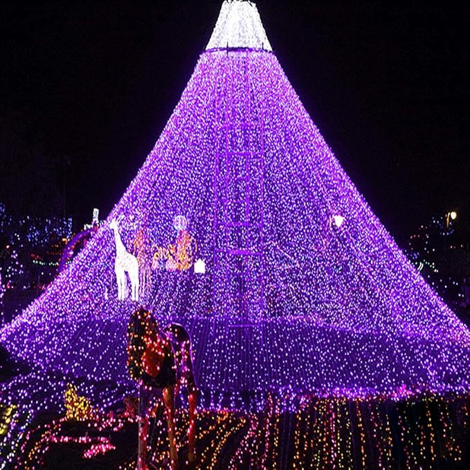 FULLBELL Fairy Lights Outdoor String Lights 33ft 100 LED with Memory Modes Controller, Extendable Christmas Lights Decorations for Wedding, Christmas, Party, Patio, Indoor Outdoor (Purple)