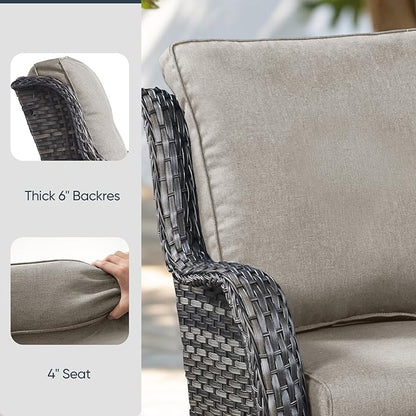 Outdoor Rattan Chair Cushions 2 Packs - Outside Durable Thick Replacement Back and Seat Cushion 22x24 with Zipper Cover for Patio Glider Rocking Chairs Loveseat Couch – Beige/Regular