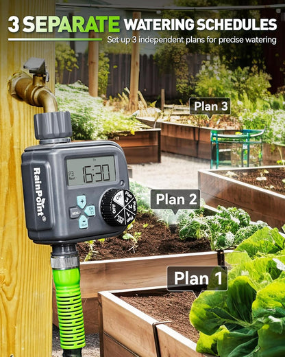 RAINPOINT Sprinkler Timer with 3 Independent Programs, Hose Timer with Rain Delay/Manual/Automatic Irrigation System, Watering Timer for Garden, Lawn, Yard