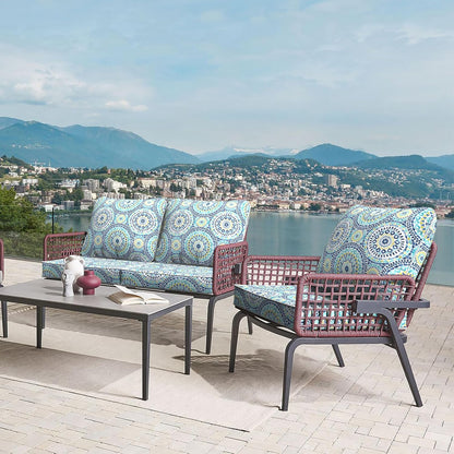 LVTXIII Outdoor Deep Seat Cushion Patio Seat and Back Cushion Set Seasonal Chair Cushion with Removable Cover and Adjustable Buckle for Home and Garden, 24"x24"x4", Delancey Lagoon