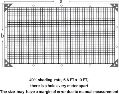 winemana 40% Black Shade Cloth, 6.6 x 10 FT Mesh Tarp with Grommets, Garden Sunblock Shade Cloth Shading Antifreezing for Plants Cover, Greenhouse, Barns Kennel, Patio, Tomatoes