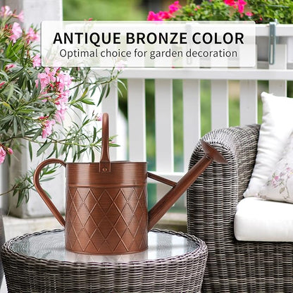 1.75 Gallon Outdoor Metal Watering Can for Garden Plants,Copper Color Watering Can with Removable Spray Spout, Ideal for Outdoor Use (Copper)