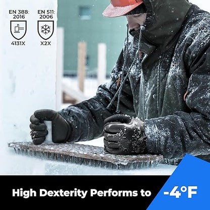 Waterproof Gloves for Men and Women, Freezer Gloves with Grip, Double Nitrile Dipped for Extreme Oil Repellent, for Construction, Mechanics, Mining, Plumbing, Black, Medium